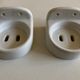 Pair of white porcelain bathroom shelves 1950
