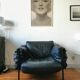 Black leather armchair circa 1970