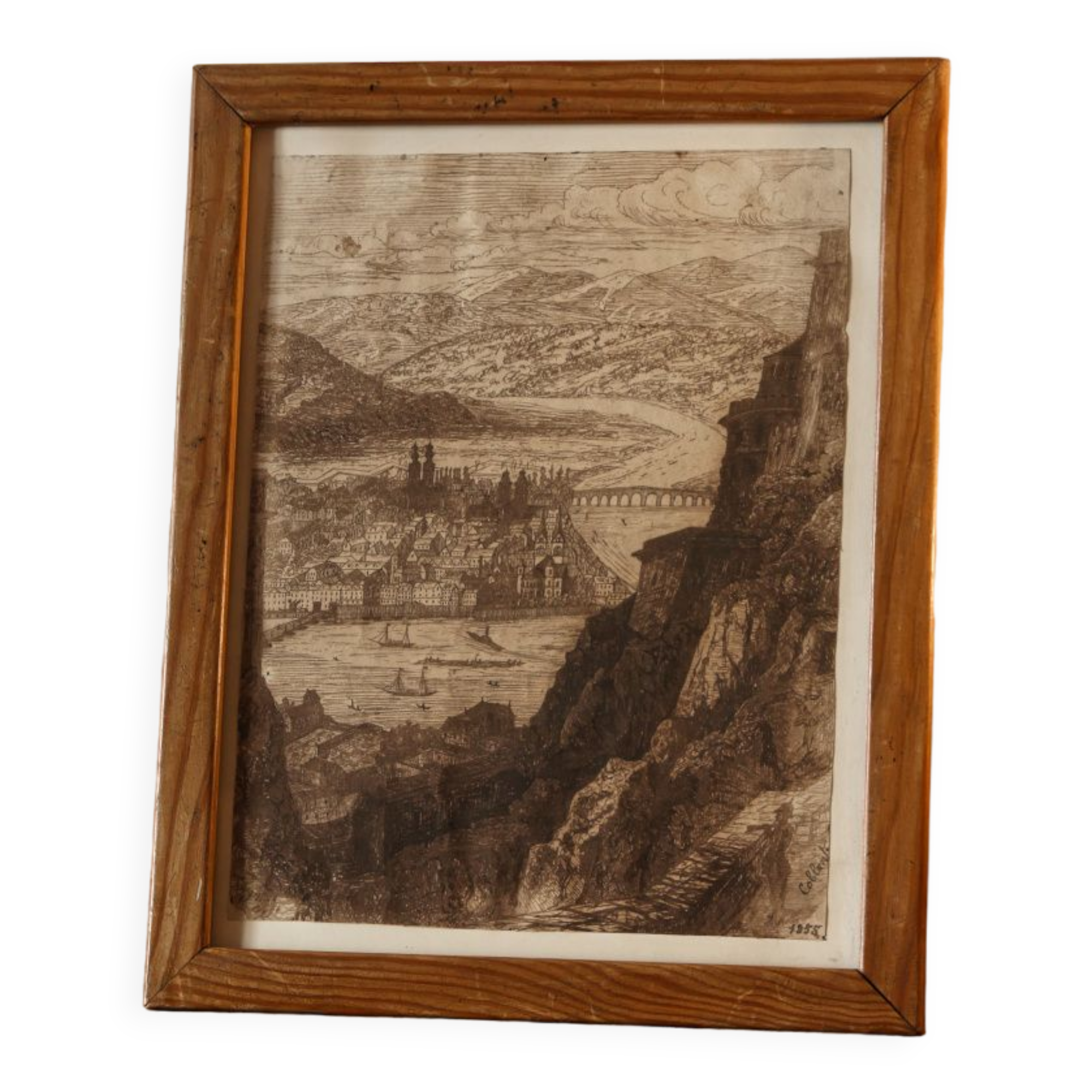 Old drawing, wash depicting Koblenz