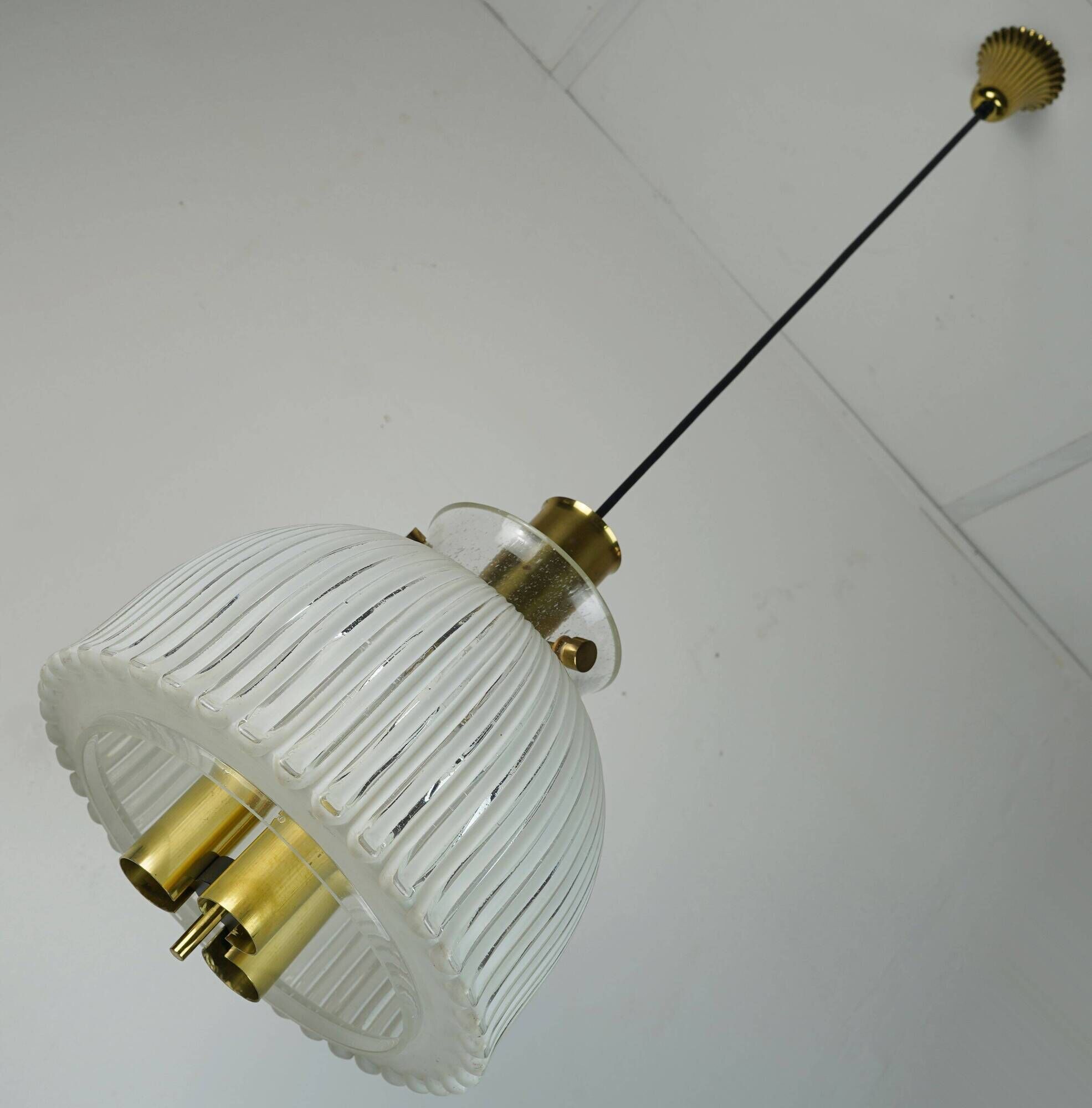 limburg mid century PENDANT LIGHT model P 239 a 4168 glass and brass 1960s