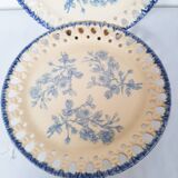 Decorative openwork plates with blue flowers