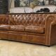 Brown leather Chesterfield sofa