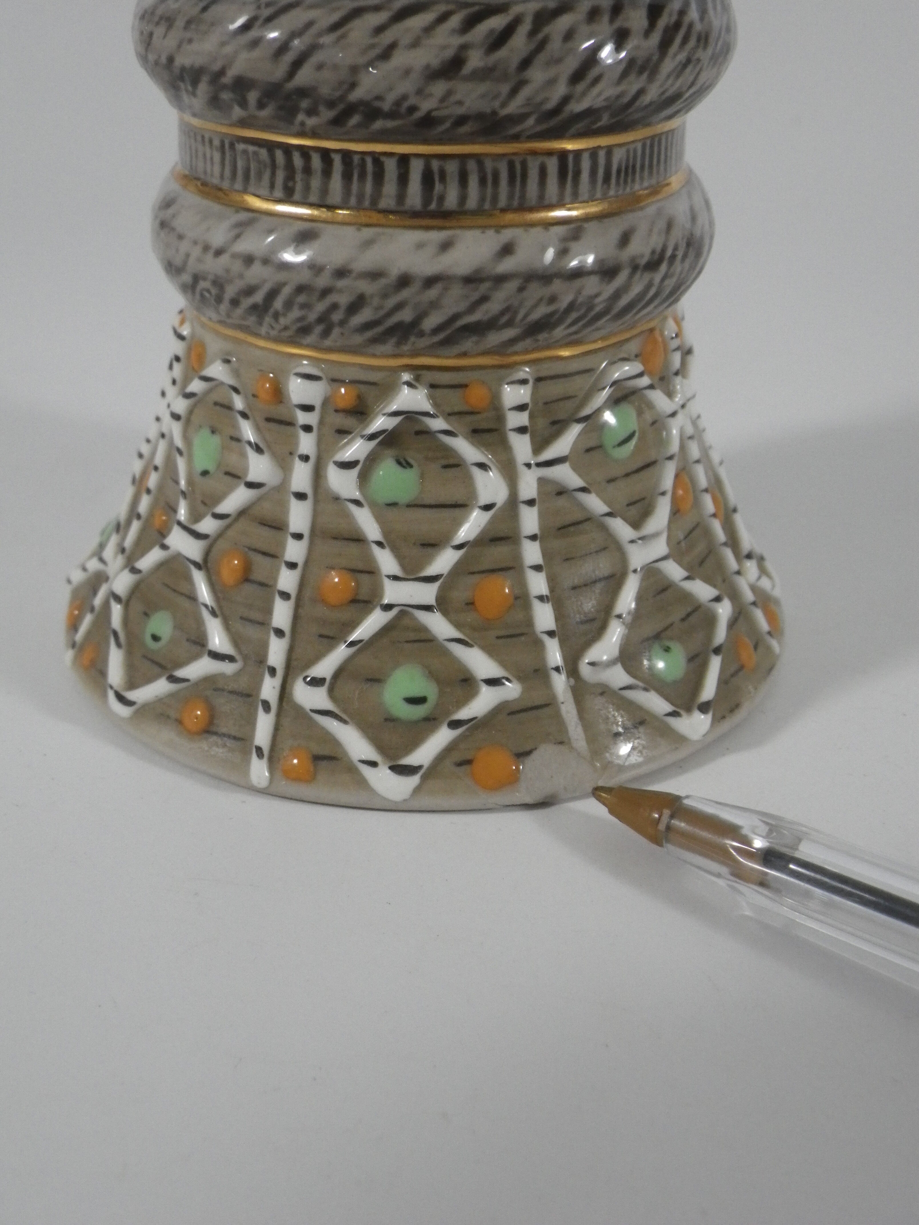 Enamelled stoneware vase signed J Breugnot number 177