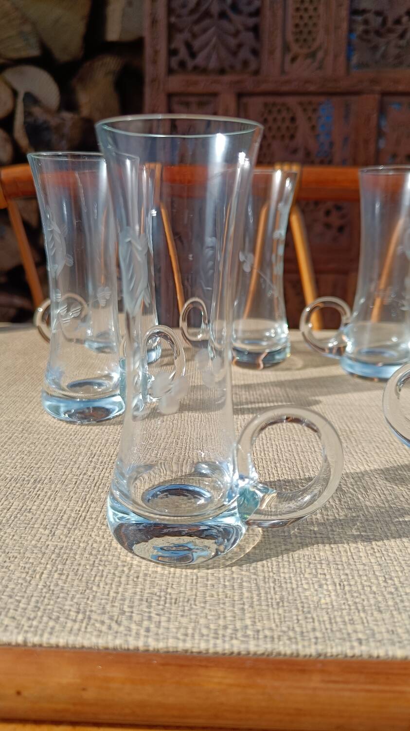 Six verres à shot en cristal gravé
