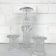 Glass candle holders by Göran Wärff for Kosta Boda, Sweden, 1970s.