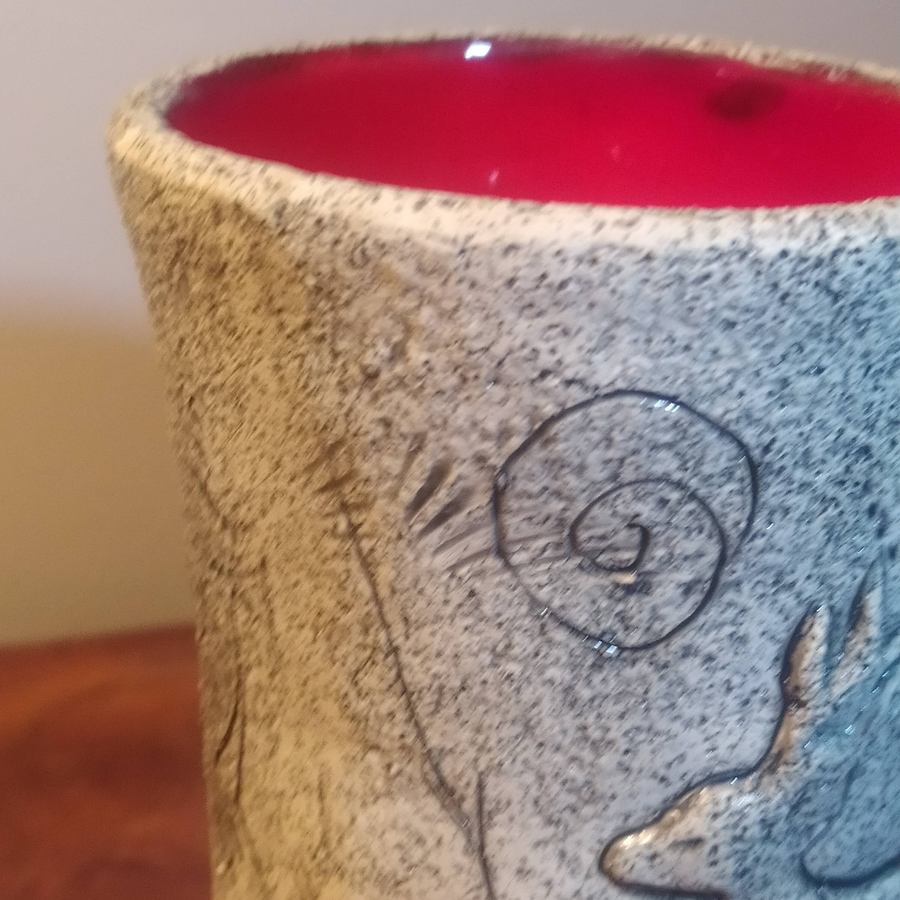 Francis Triay vase Earthenware signed incised decoration prehistoric fresco Ceramic 1950