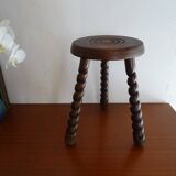 Vintage turned wood tripod stool