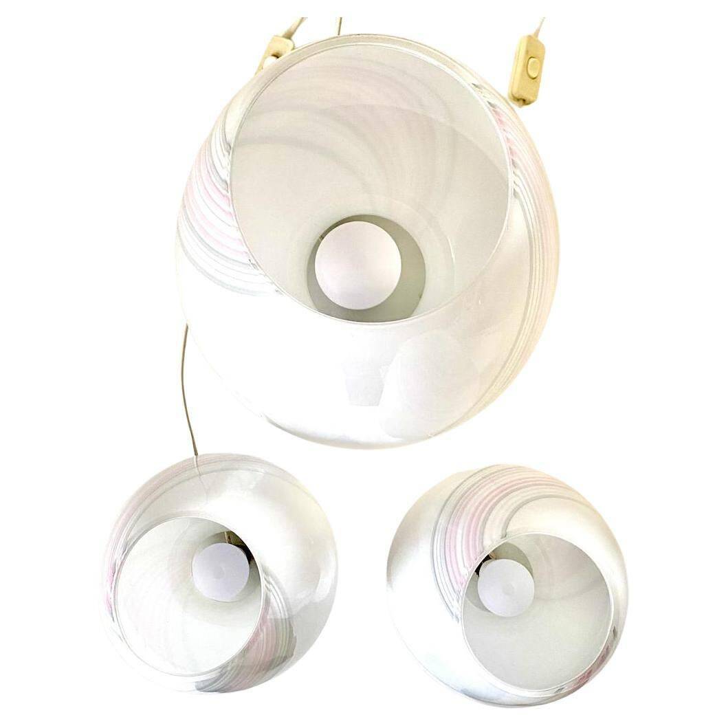 Vintage Murano mushroom table lamps, set of three, Maestri Muranesi, Italy 1970s