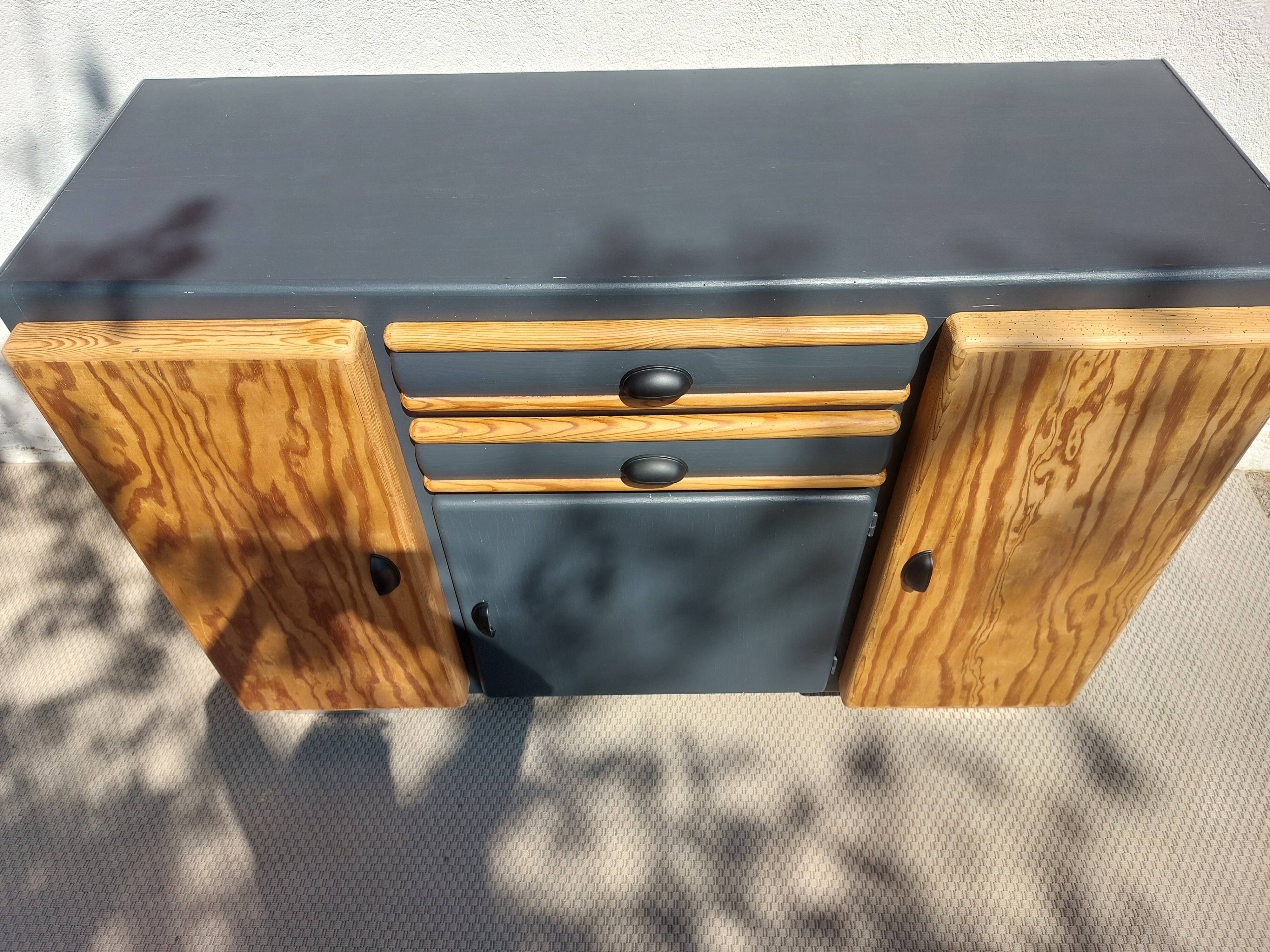 buffet Mado bois poncé et gris anthracite