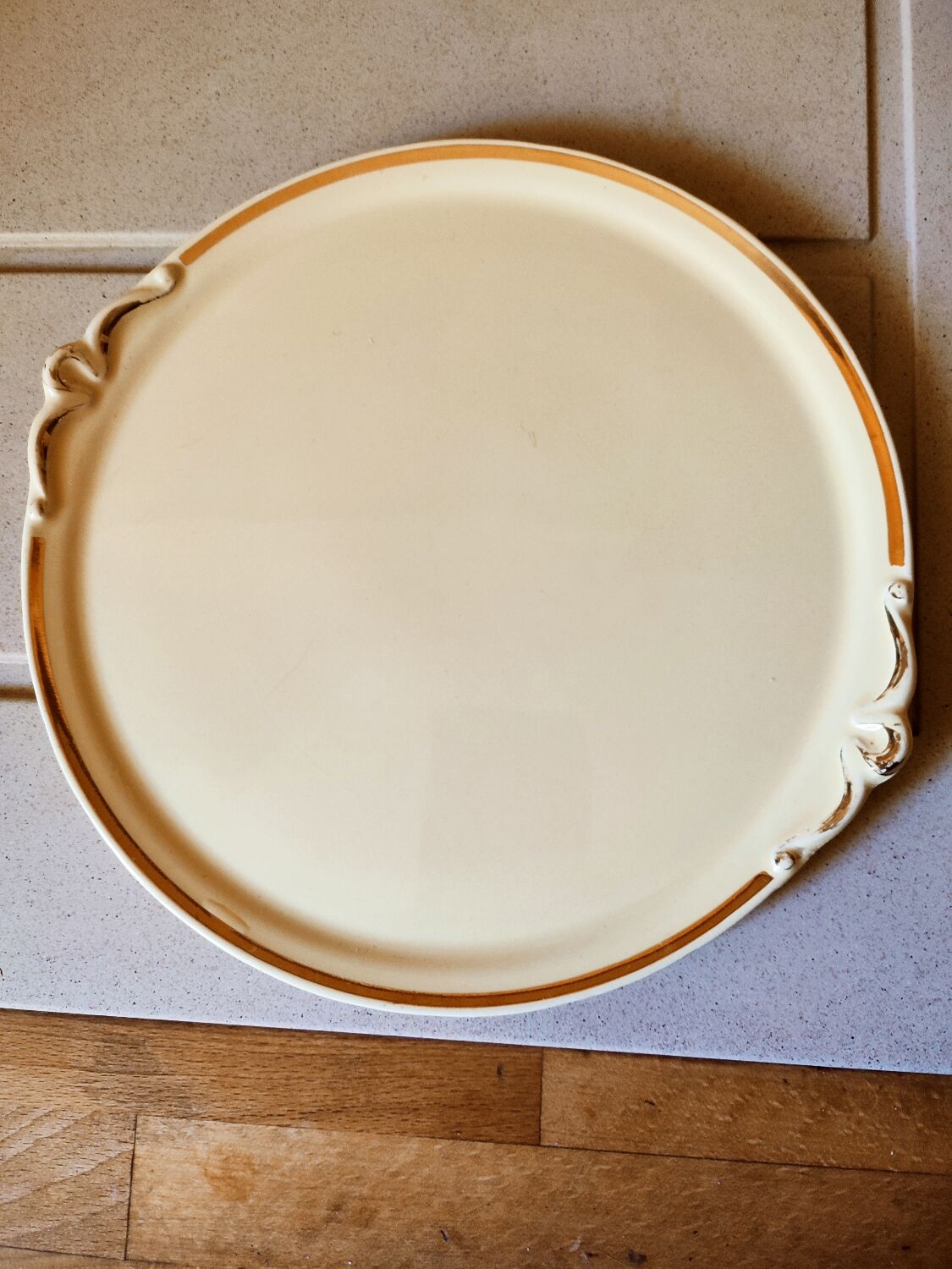 Small retro yellow earthenware dish