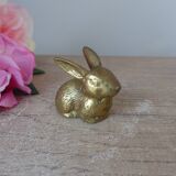 Figurine miniature lapin en laiton doré Vintage