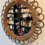 Vintage rattan sun mirror – large model 50 cm