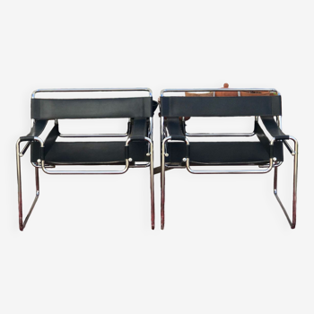 Paire de fauteuils Wassily par Marcel Breuer années 60 70