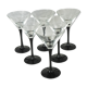 Set of 6 black-footed martini glasses - Arques crystal, Luminarc - 70s / 80s