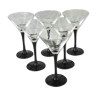 Set de 6 verres à martini à pied noir - cristal d'Arques, Luminarc - années 70 / 80