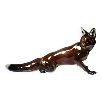 Large ceramic fox from St Clément, after Kraner, 1930s-50s.