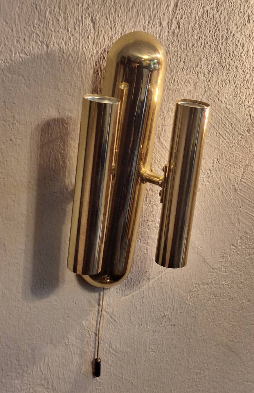 Mid century pair of Italian 4-light brass wall lamps, 1960s