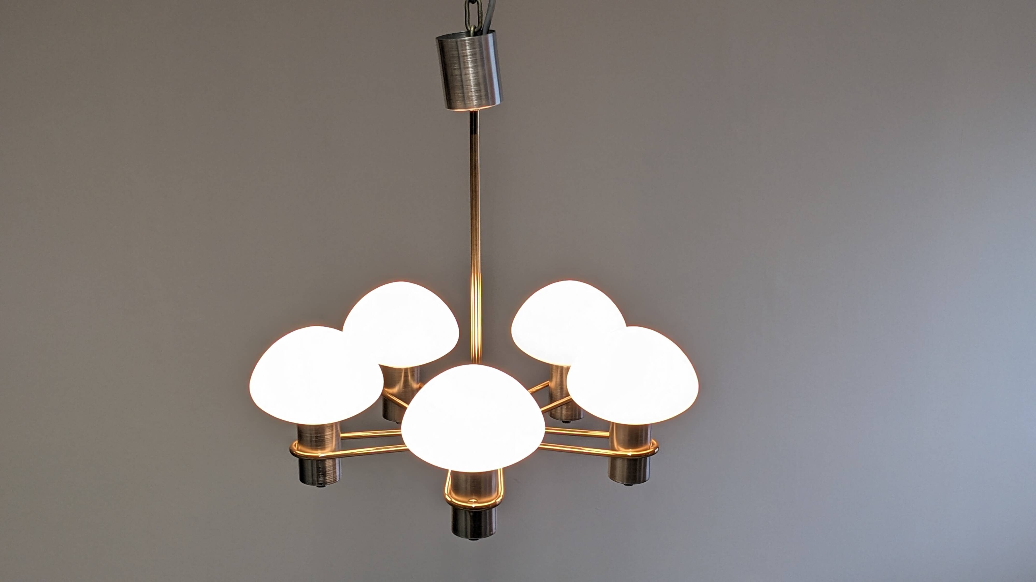 Space age chandelier with 5 lights from the 60s/70s