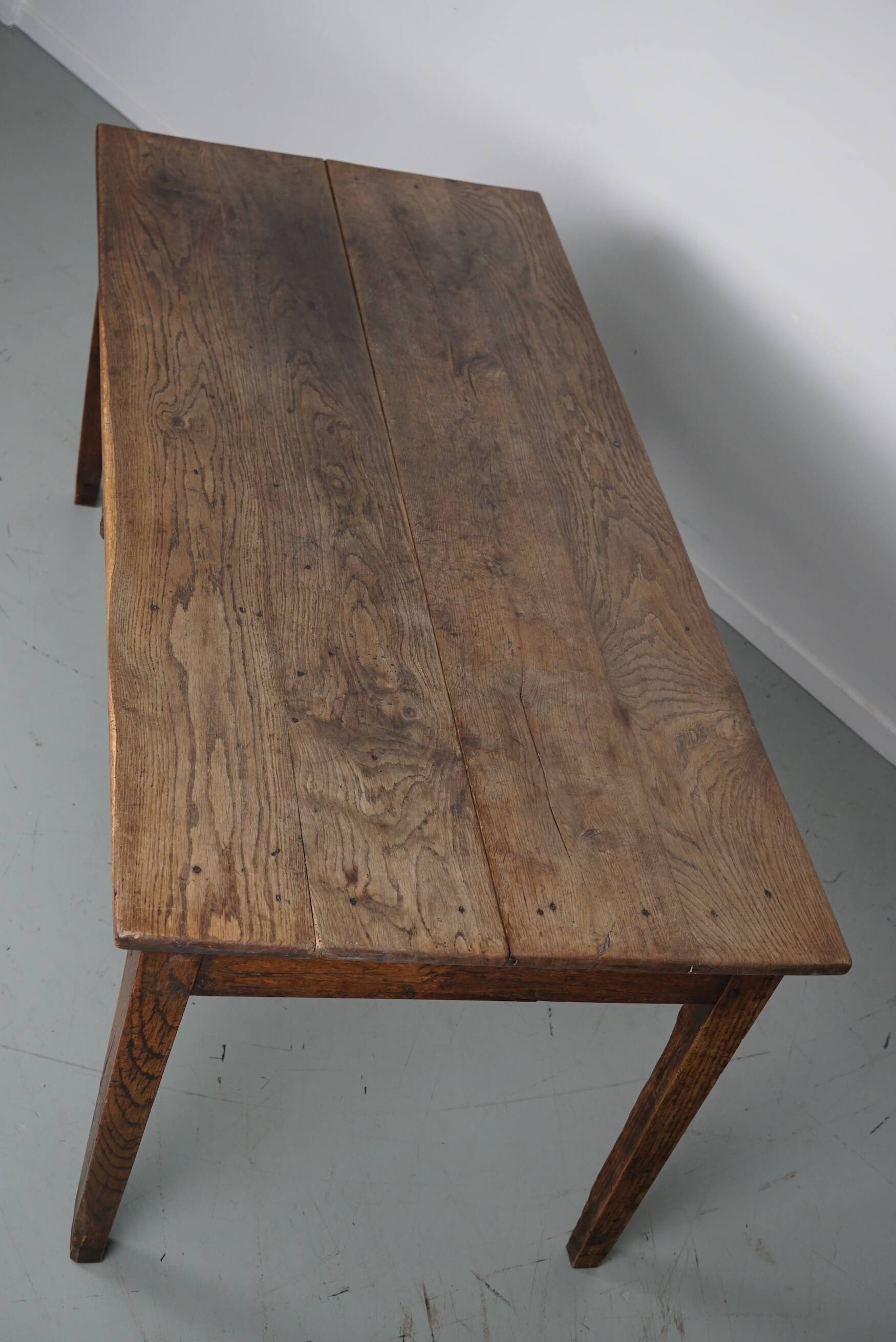 Antique Oak 19th Century French Rustic Farmhouse Dining Table