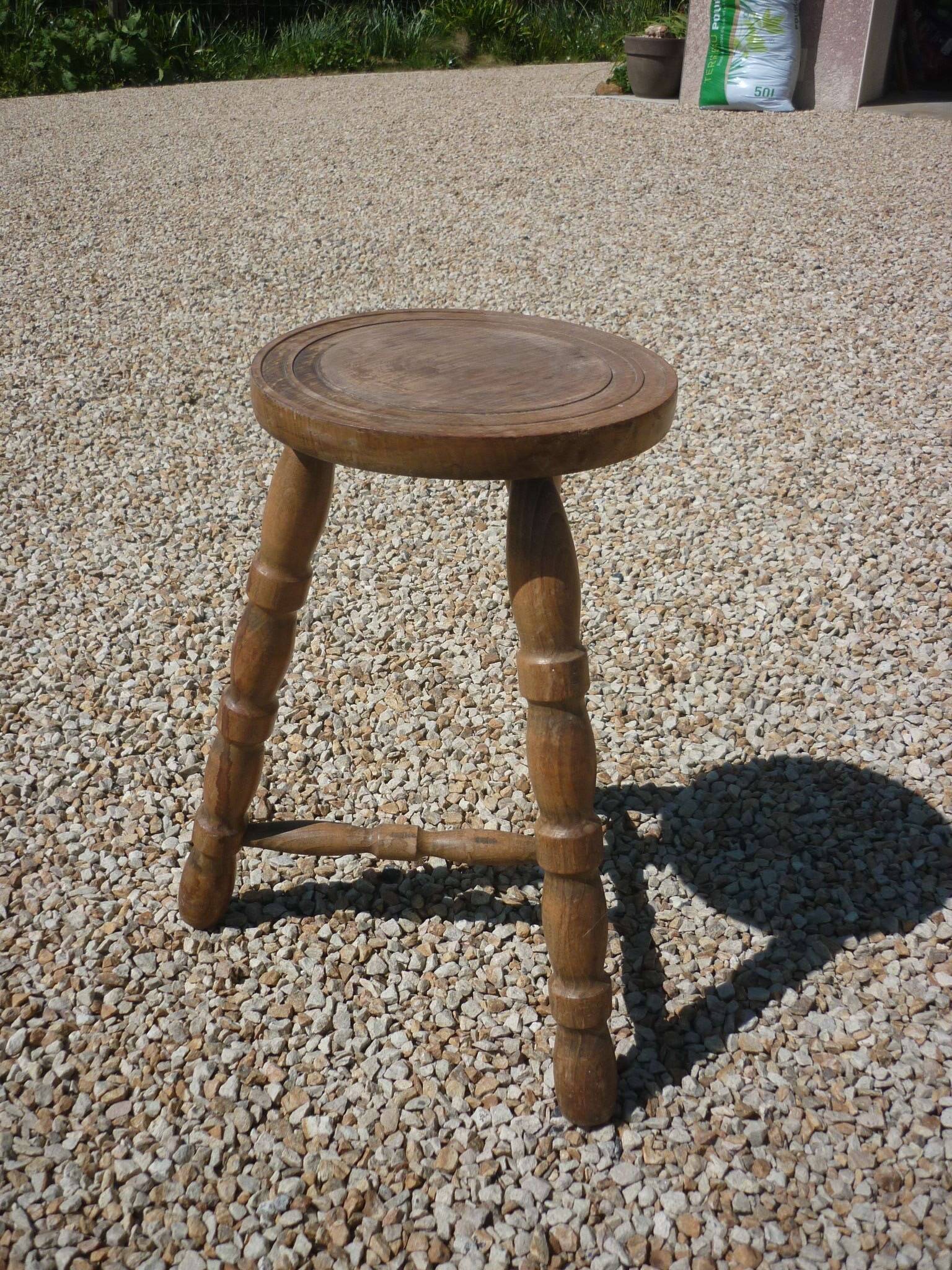 Vintage wooden tripod stool