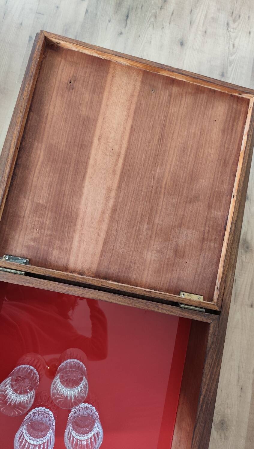 1960s workbench transformed into a very large coffee table.