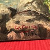 oil on panel Luxurious Waterfall Langevin La Réunion signed Smith