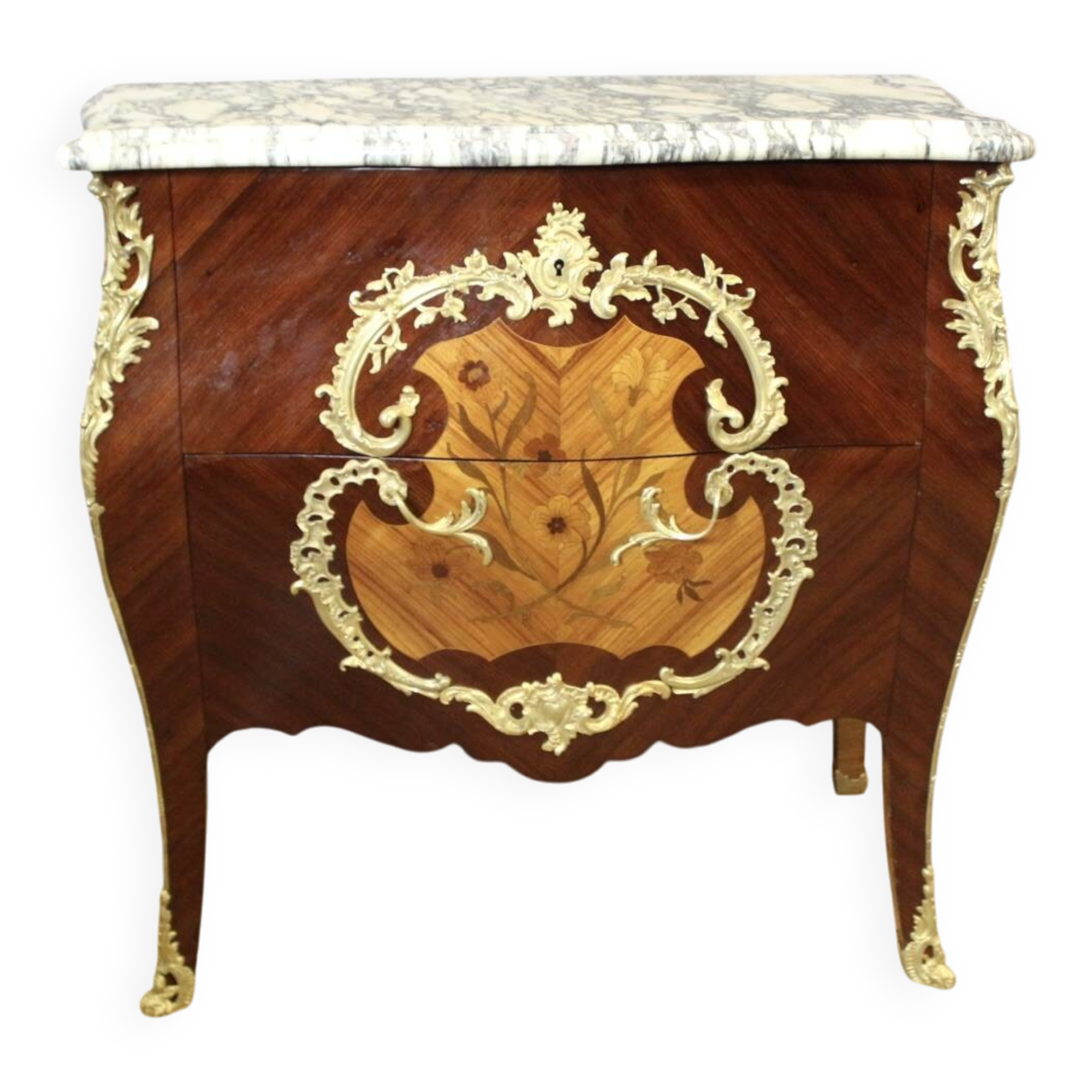 Commode de style Louis XV en Marqueterie vers 1900