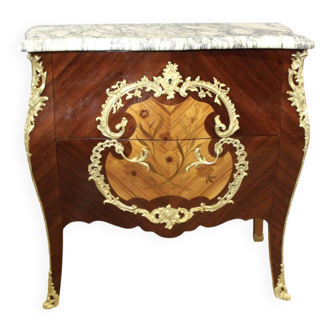 Louis XV style commode in marquetry around 1900