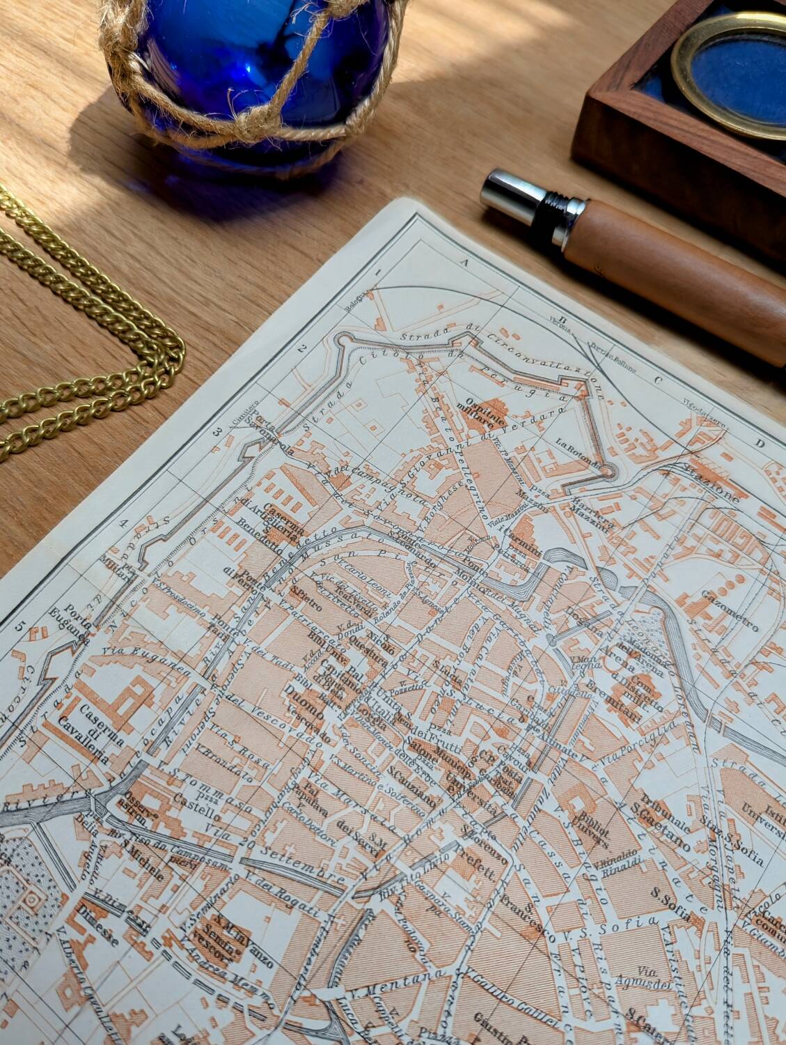 Printed in 1909, map of Padua (Padova), Veneto, Italy.