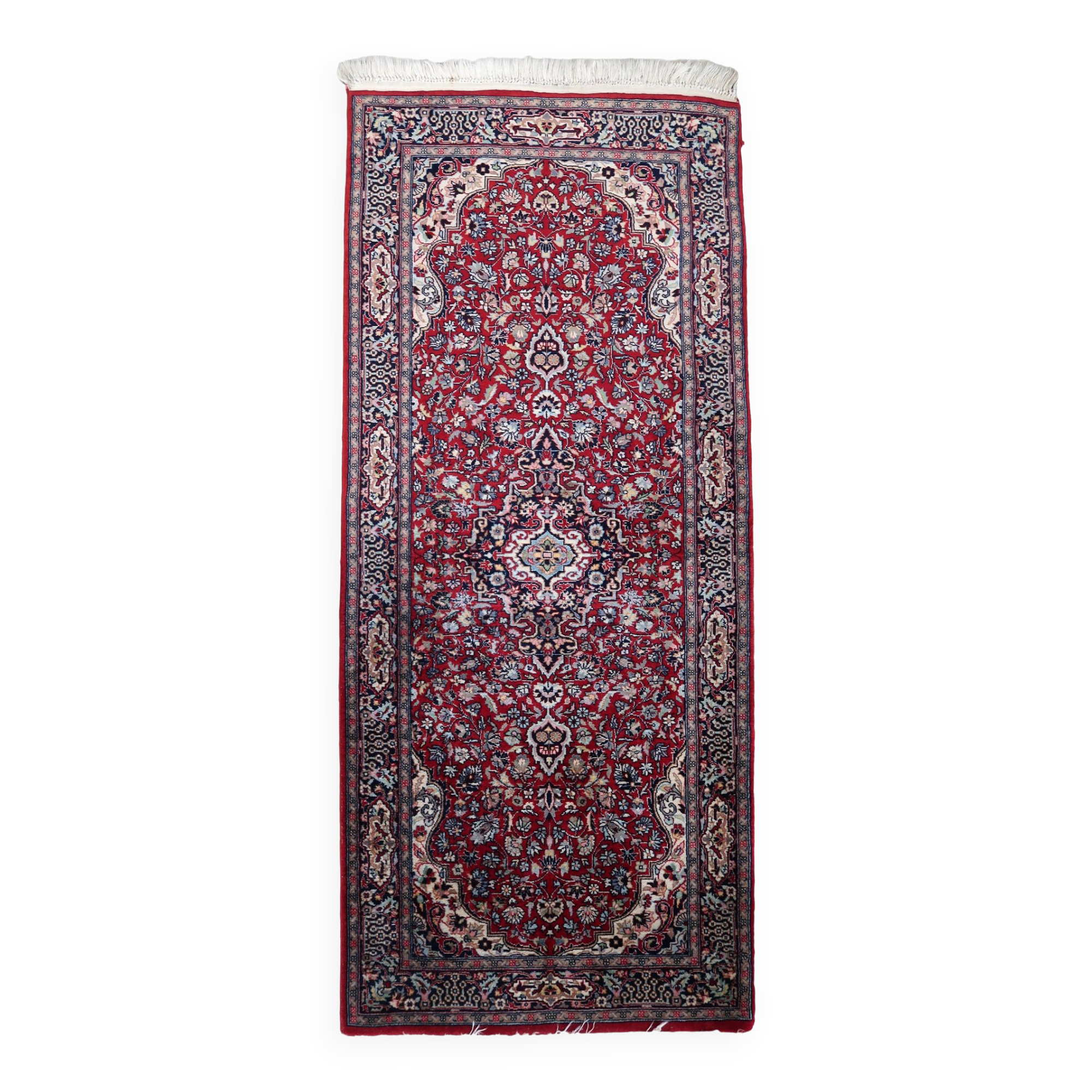 Vintage Persian Handmade Kashan Runner Rug, 2.4' x 5.8' (76 cm x 179 cm), 1960s