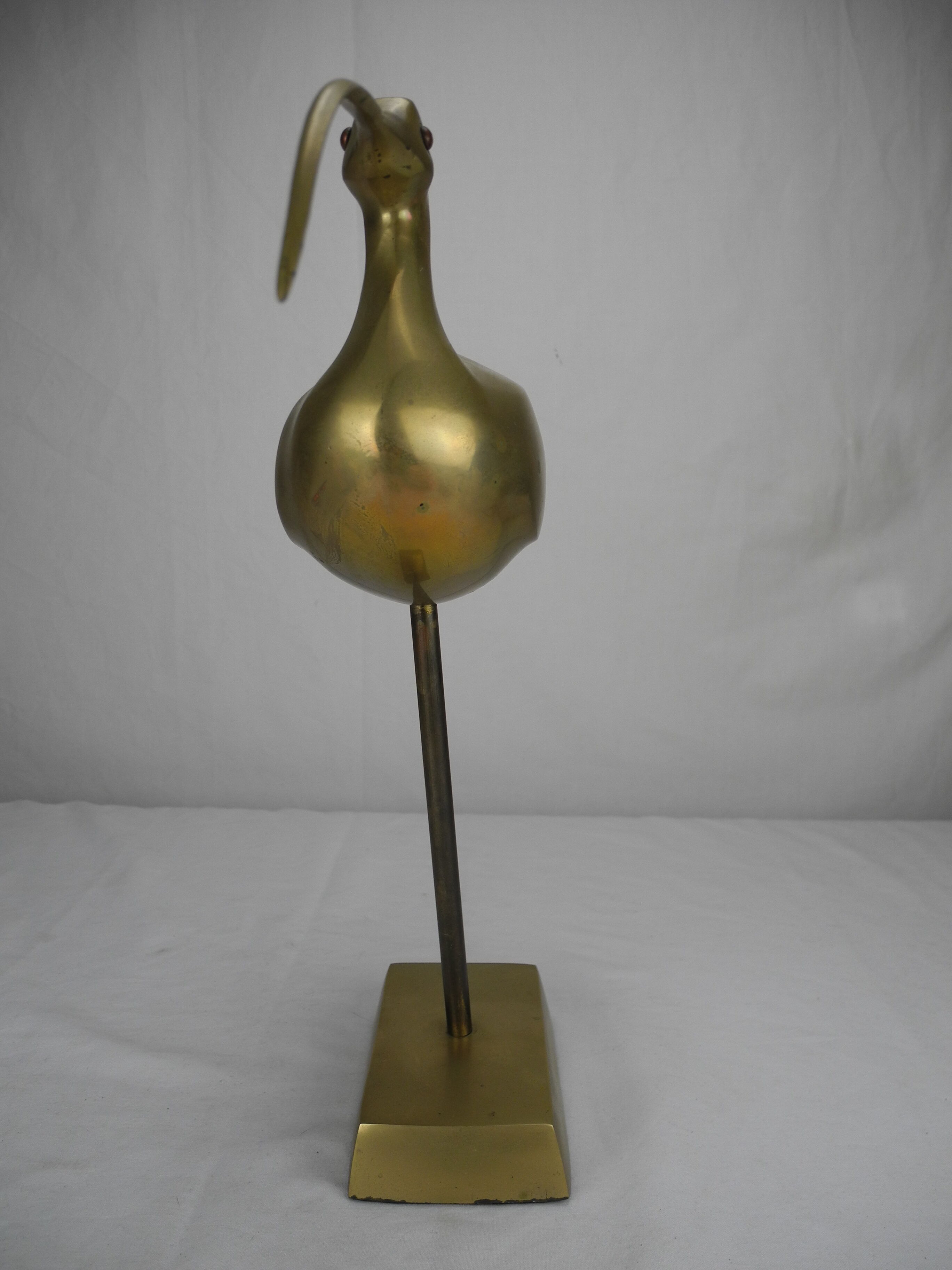 Old statuette bird brass deco vintage brass bird statue curlew