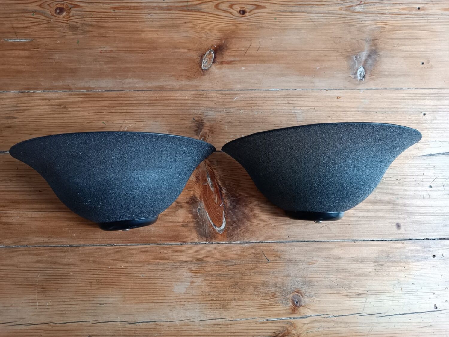 Pair of black granite glass wall lights