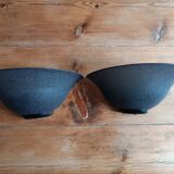 Paire d'appliques en verre granité noir