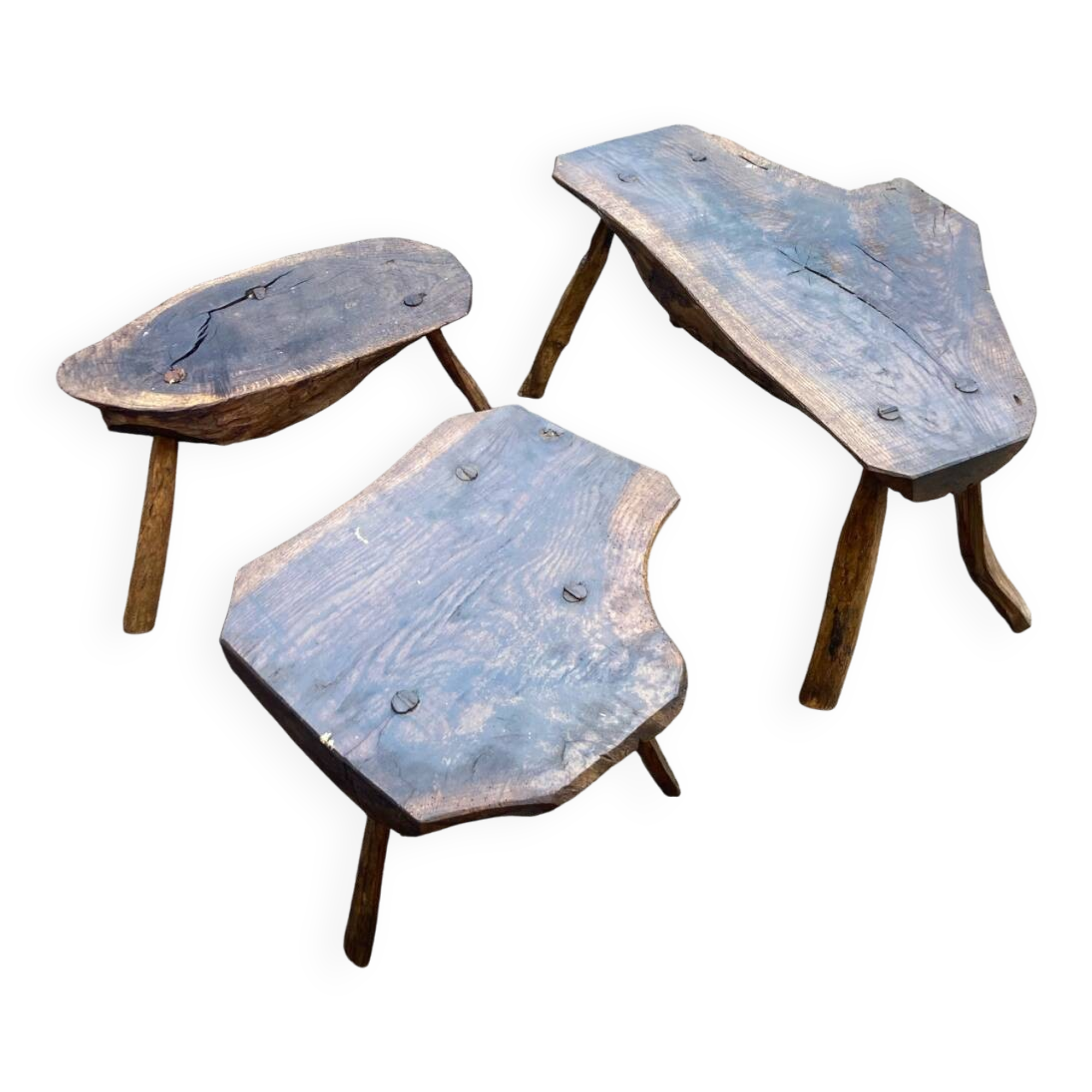 Ensemble tabourets et banc brutalisas années 50
