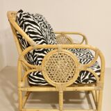 Vintage rattan sofa 2 places year 60
