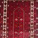 Vintage Afghan tribal prayer rug, hand-knotted from the 1950s.