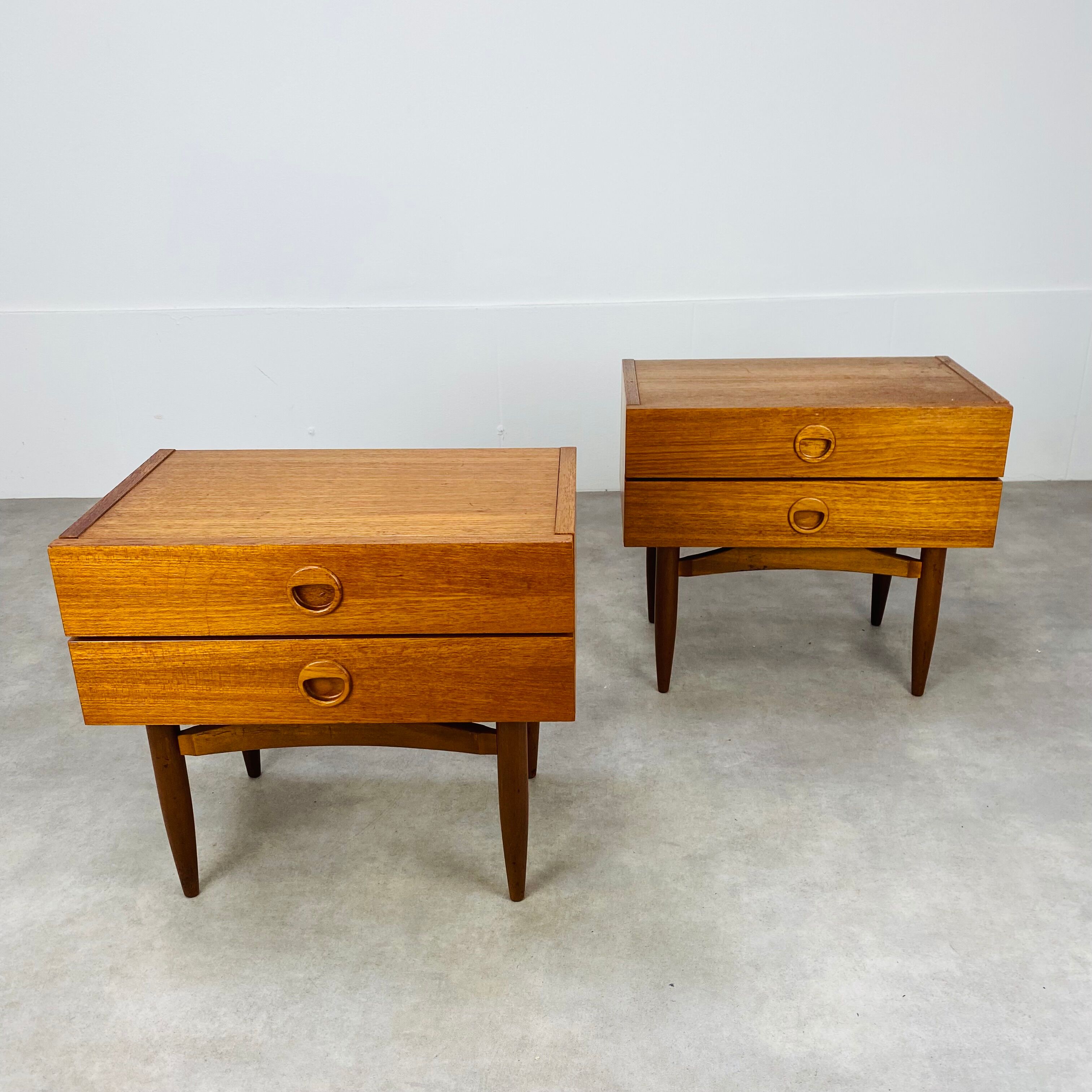 Pair of Scandinavian teak bedside tables 60s