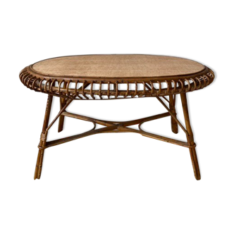 Vintage rattan oval table