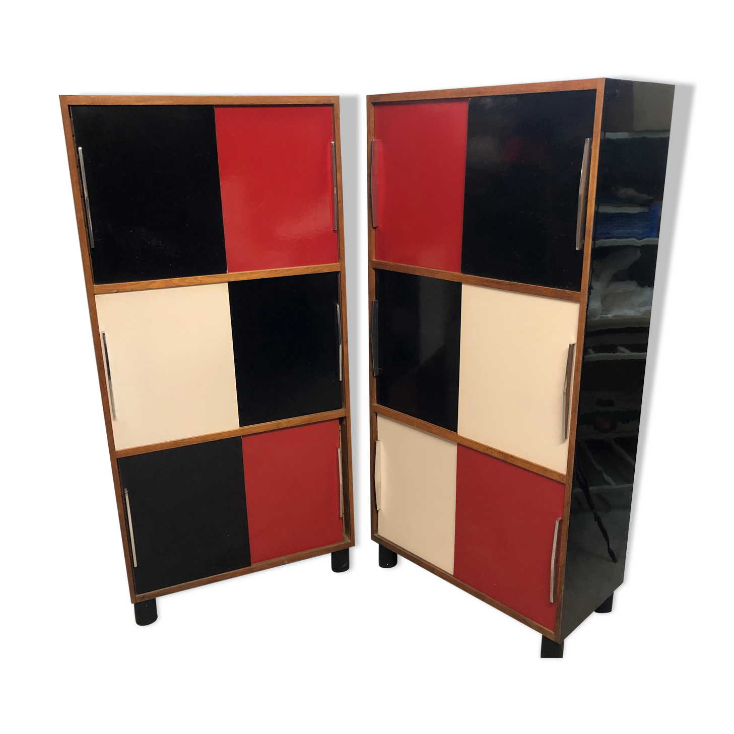 Pair of storage furniture 1960 covered with chromatic melamine 1960