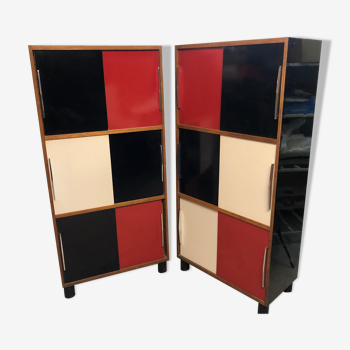 Pair of storage furniture 1960 covered with chromatic melamine 1960