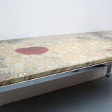 1970s space age coffeetable with pebble stones and acryl
