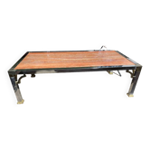 Vintage coffee table chrome steel and brass marble top Italy circa 1970