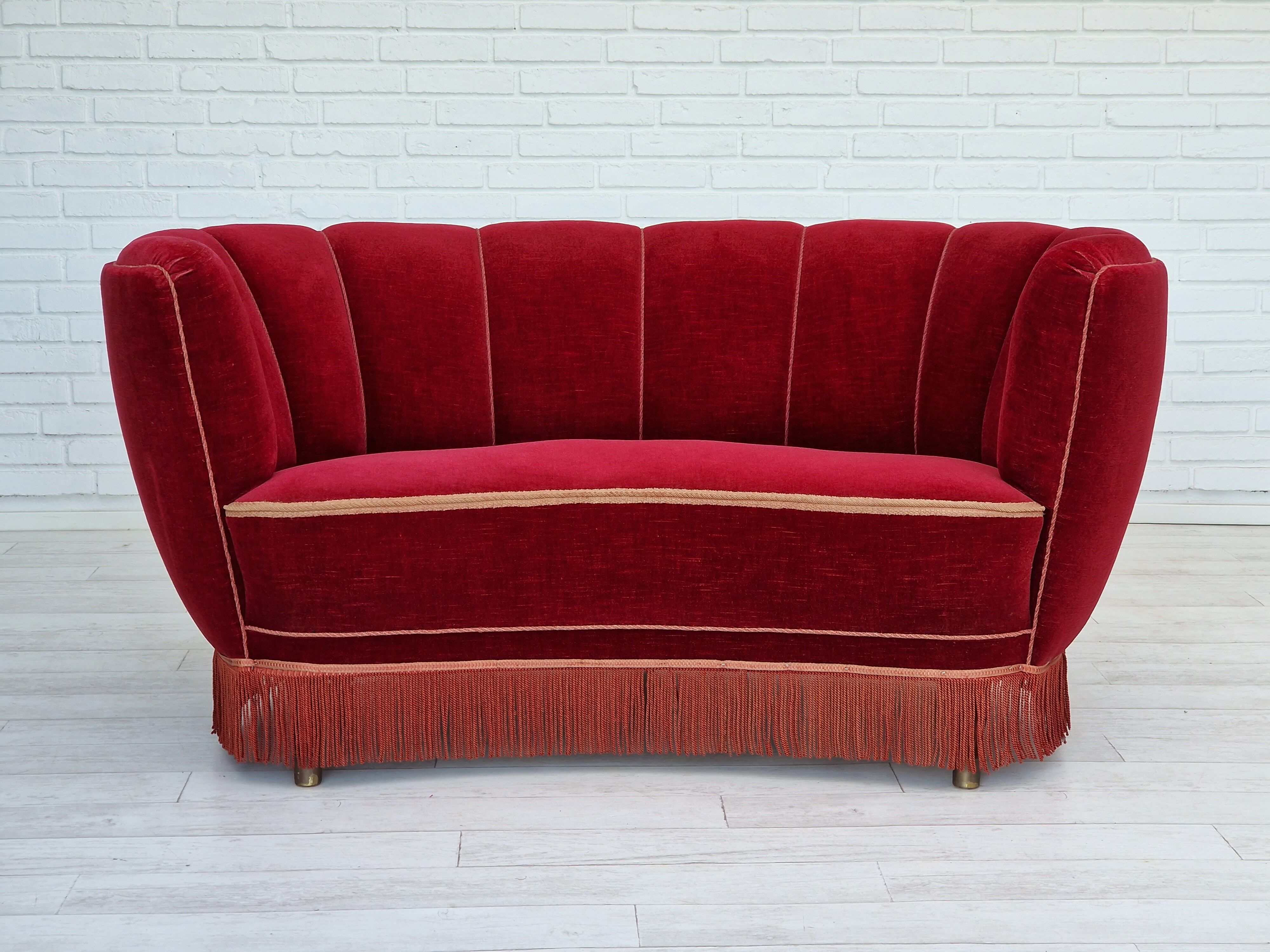 1960s danish vintage 2 seater "banana" sofa