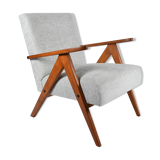 Vintage original armchair 1960s, totally restored, light grey fabric