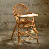 Vintage rattan high chair