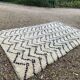 Berber carpet Beni Ouarain ecru and black, 325 x 202 cm