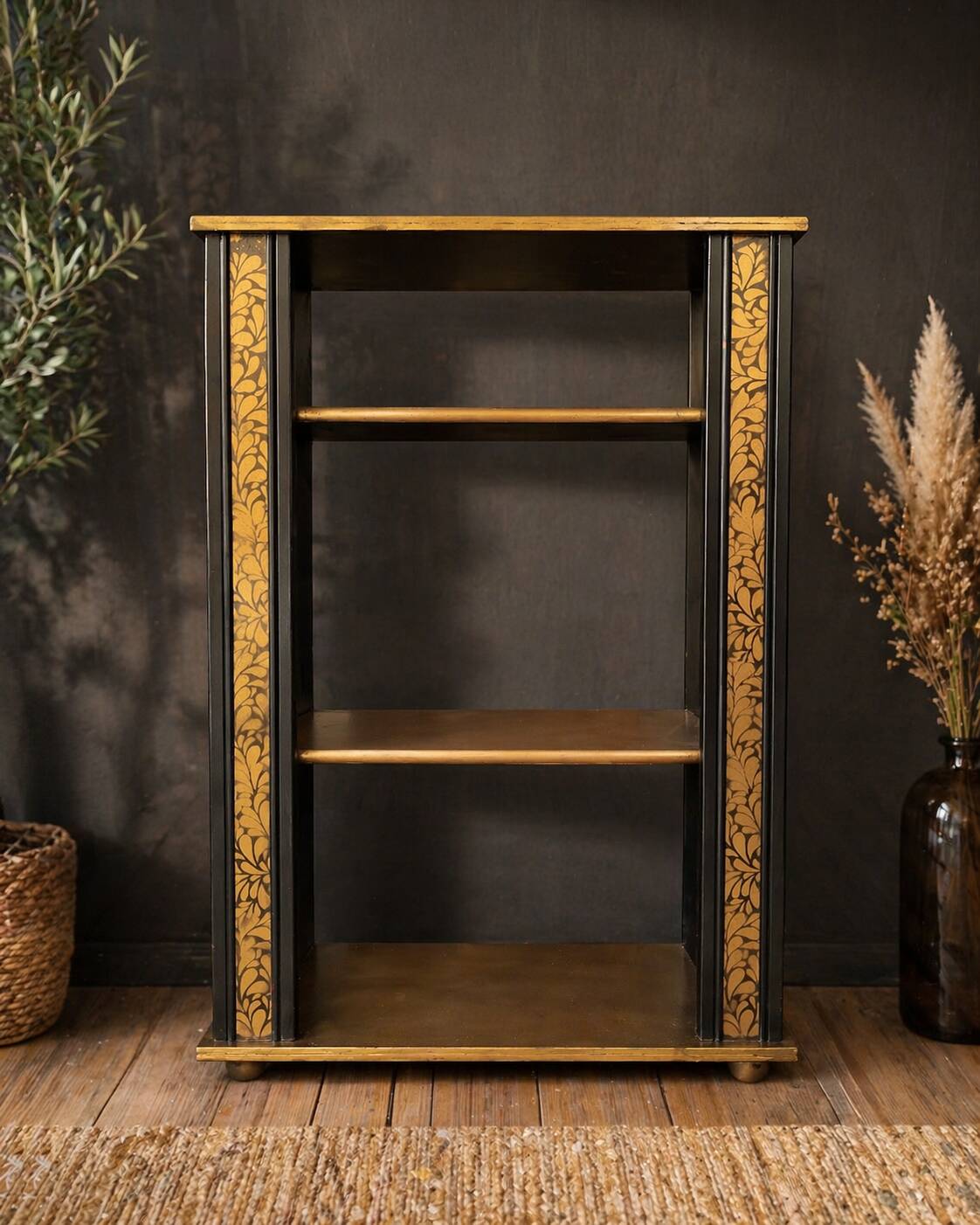 Art Deco TV Unit "Midnight Gatsby" – Matt Black & Gold – Unique Piece