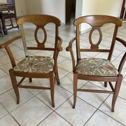 Pair of bridge armchairs in solid cherry wood