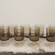 6 Old Luminarc Smoked Foot Glasses H11.5 cm