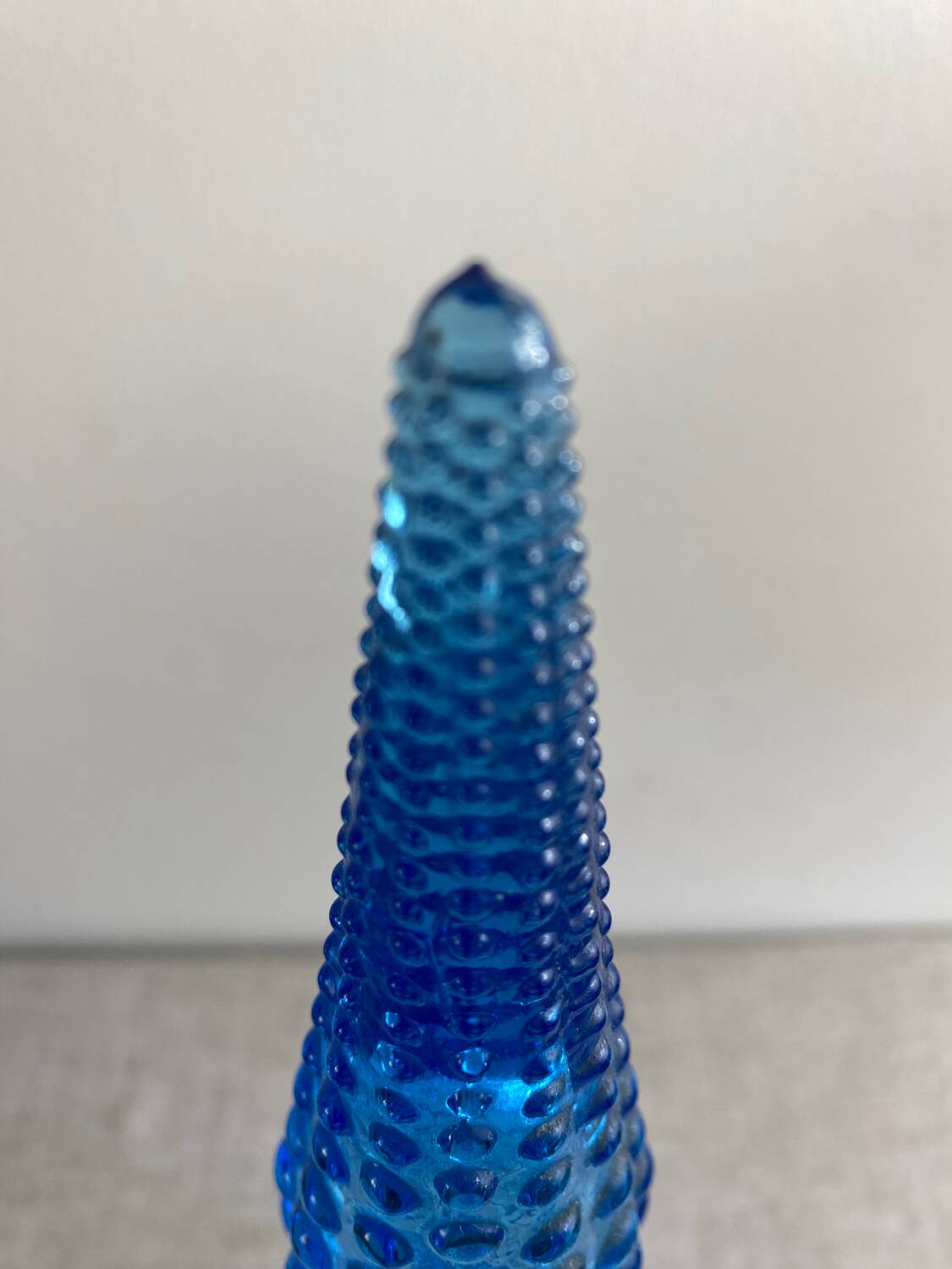 Turquoise blue employment glass carafe